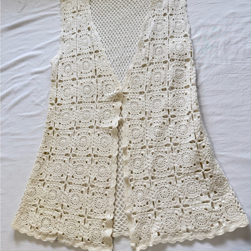 Elegant Cream Crochet Summer Women's Blouse